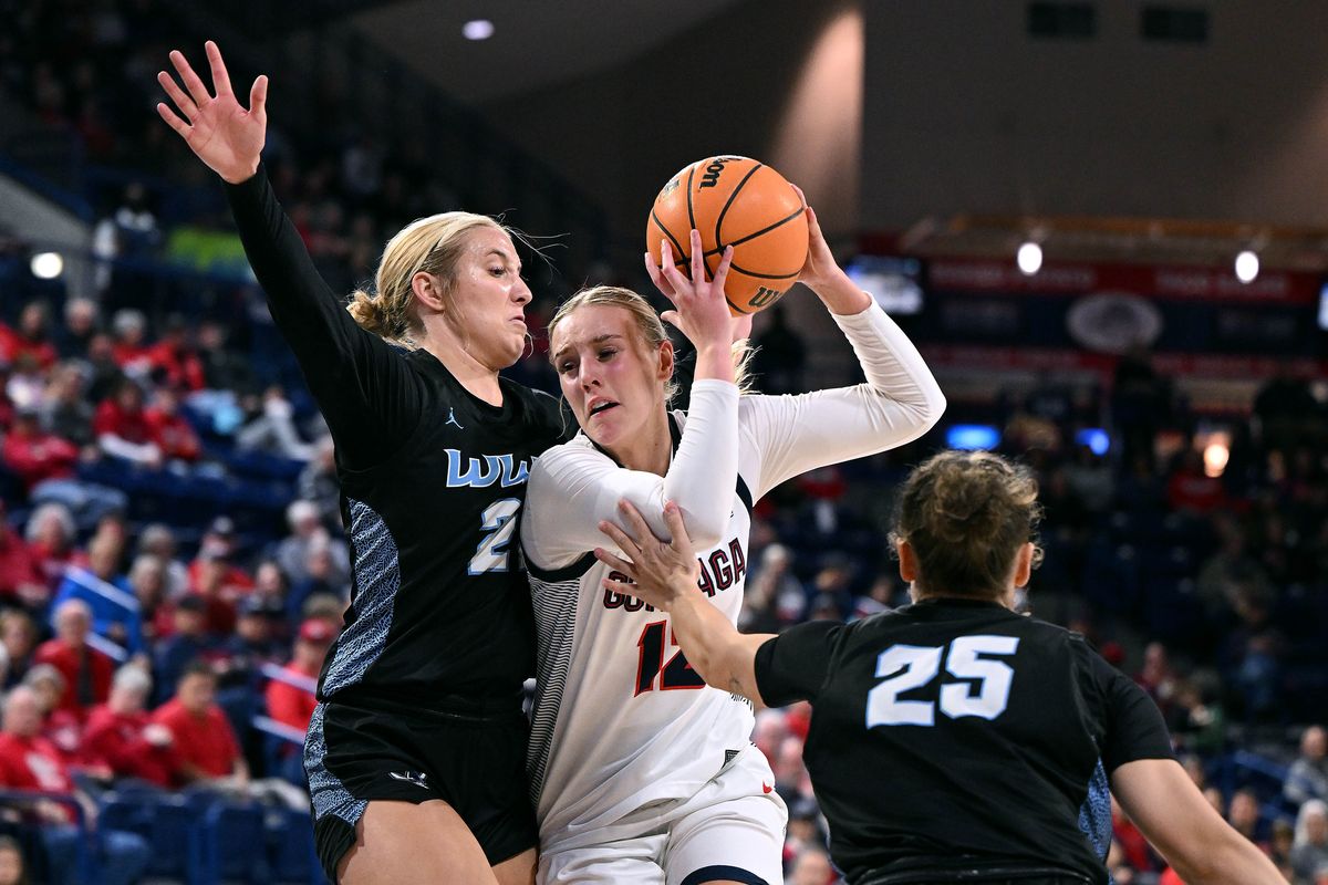 Gonzaga forward Eliza Hollingsworth, working her way into the key against Western Washington on Nov. 4, is averaging 9.1 points and 5.2 rebounds per game.  (COLIN MULVANY/THE SPOKESMAN-REVIEW)
