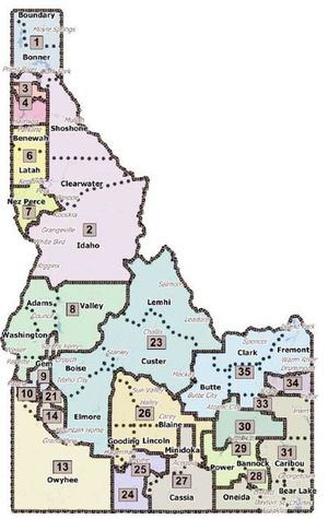 Proposed legislative district plan from Democratic redistricting Commissioner George Moses, numbered plan L-28