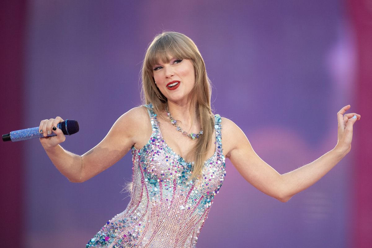 Taylor Swift performs at Lumen Field.  (Luke Johnson/Seattle Times)