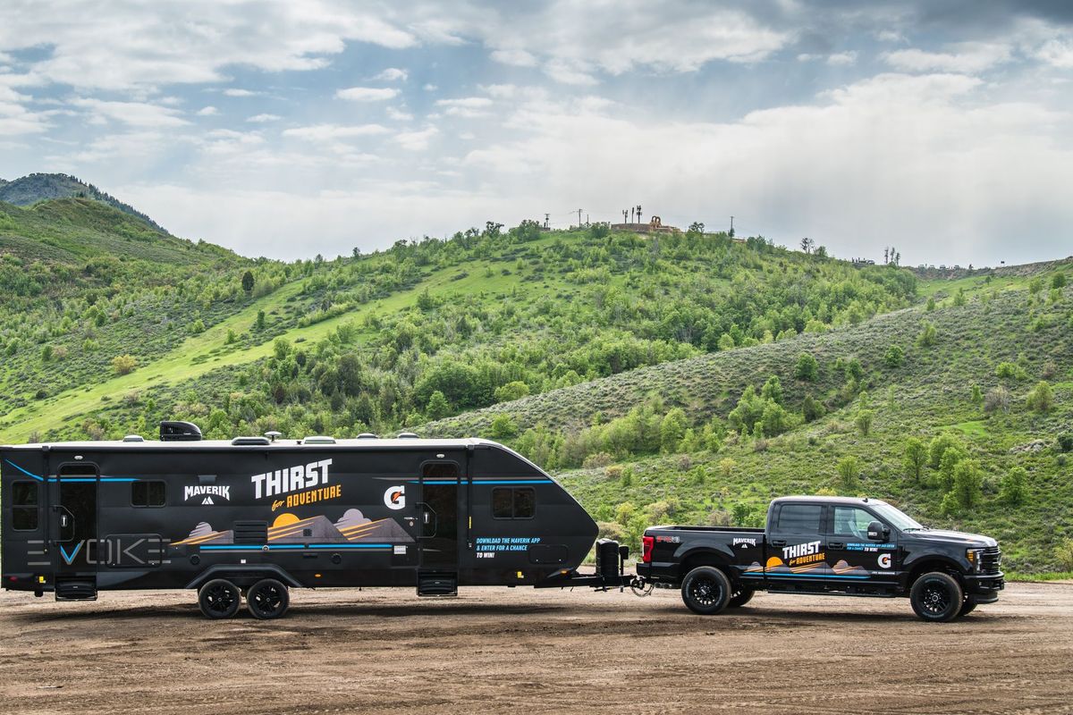 Cable installer Johnathan Holguin of Clarkston won Maverik Adventure’s First Stops 2020 Grand Sweepstakes “The Thirst for Adventure,” which yielded a Ford F-350 pickup, a 32-foot travel trailer and $20,000.  (Courtesy of Maverik Adventure)
