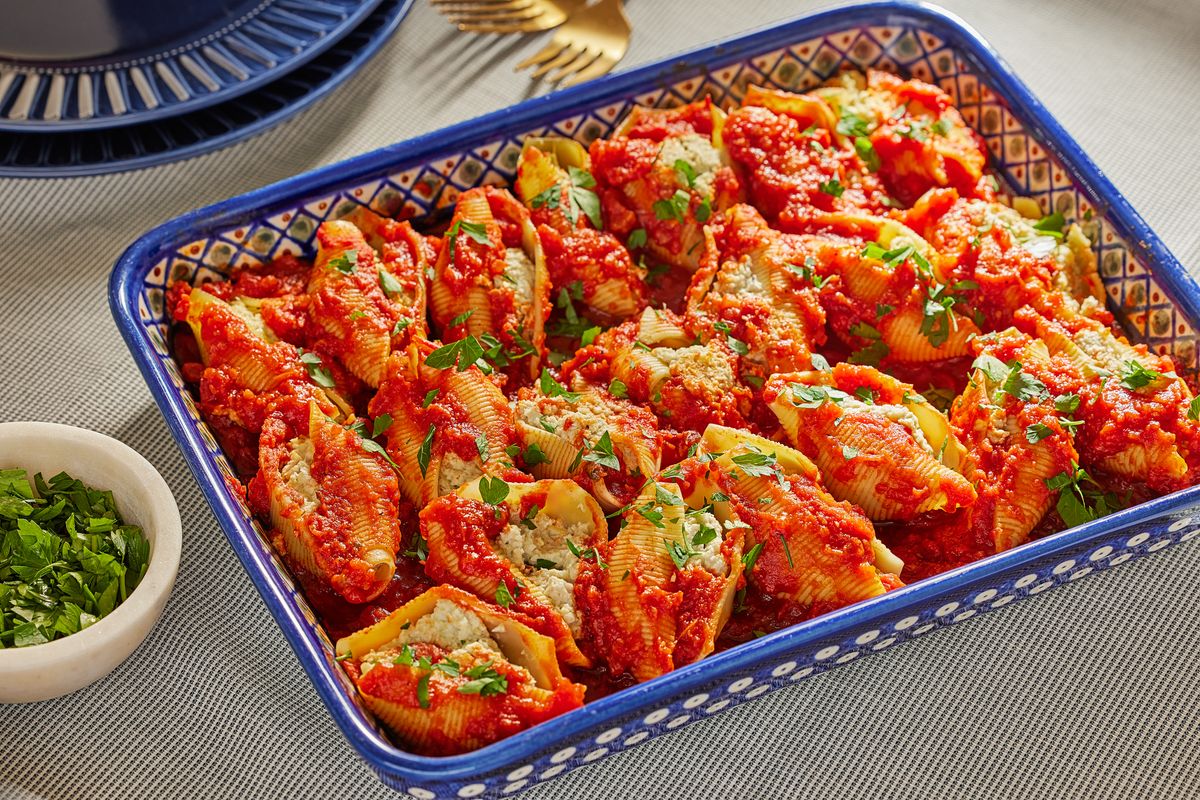 Vegan Baked Stuffed Shells  (Tom McCorkle/For the Washington Post)