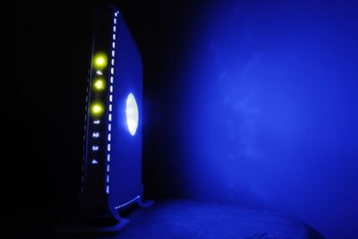 Displayed is an LED-illuminated wireless router. LEDs can be useful indicators of what state a gadget is in, but they also bug people who’d rather not have lights shining when they’re trying to sleep or watch movies.  (Associated Press / The Spokesman-Review)