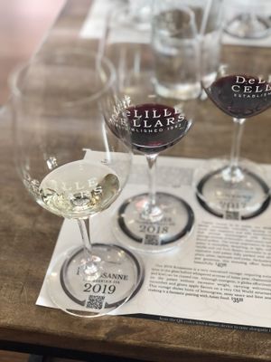 DeLille Cellars has a new tasting room that's spread out on three floors, a perfect spot to social distance while sipping. (Leslie Kelly)