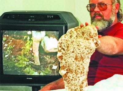 
Gene Woodruff says his son, while bear hunting, pointed out a footprint which matches other descriptions of what a sasquatch footprint would look like, and Woodruff subsequently made a plaster mold and took video to show to others. 
 (File / The Spokesman-Review)