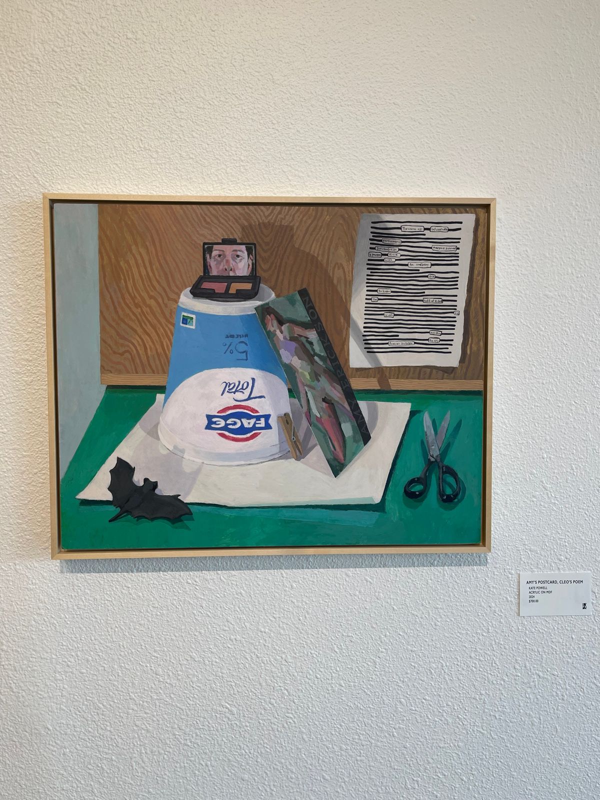 “Amy’s Postcard, Cleo’s Poem,” by Kate Powell, is on display at D2 Gallery in downtown Spokane. (Laura Erickson/For The Spokesman-Review)