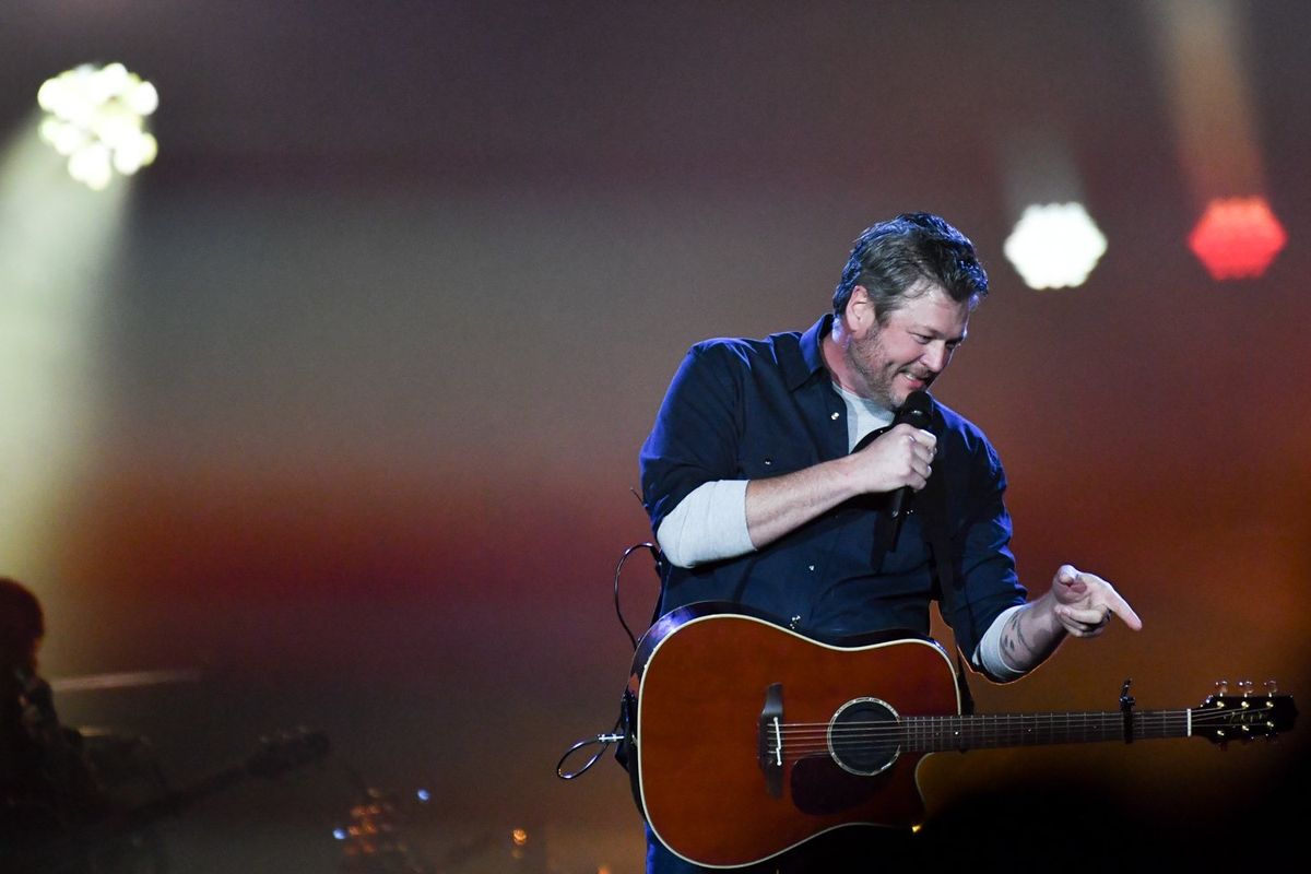 Blake Shelton performs for fans on the Spokane stop of his “Friends and Heroes” tour on Feb. 15, 2020, at the Spokane Arena. The country singer and former coach on the hit TV series “The Voice” will return to Spokane on March 14.  (TYLER TJOMSLAND/The Spokesman-Review)
