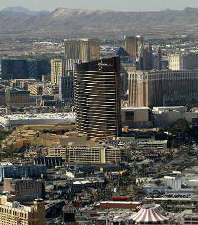 
The Wynn Las Vegas is seen over the Las Vegas Boulevard Strip looking south. 
 (Associated Press / The Spokesman-Review)