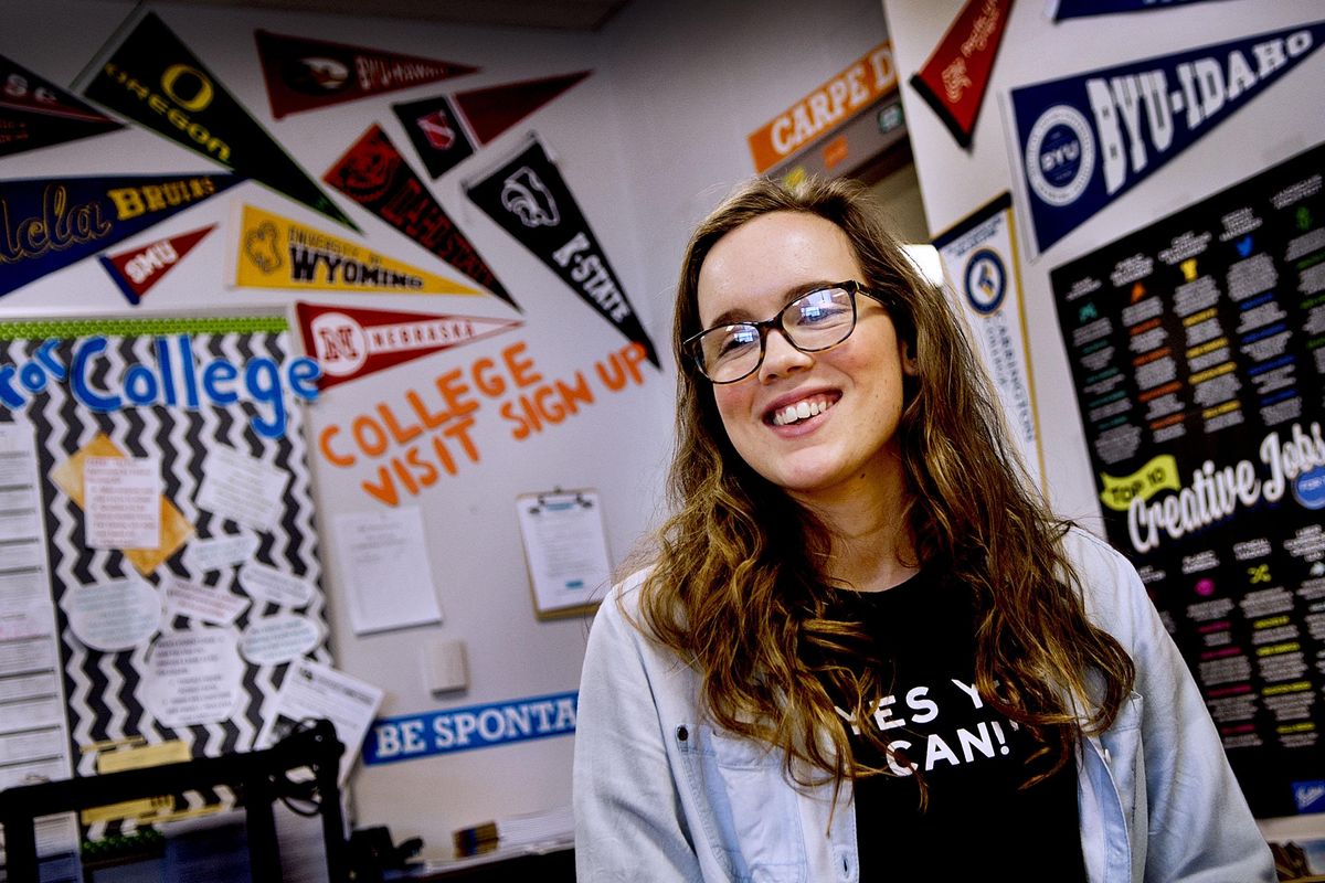 “I really didn’t think I could go to college,” said Cathryn Coley while describing the help and guidance she received from the Near Peer program at Post Falls High School on Thursday, Feb. 25, 2016. She will be the first person in her family to attend college. (Kathy Plonka / The Spokesman-Review)