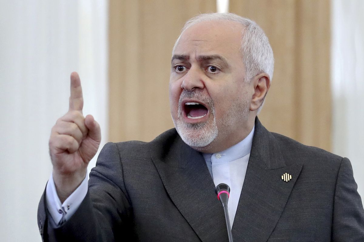FILE - In this Aug. 5, 2019 file photo, Iranian Foreign Minister Mohammad Javad Zarif speaks at a press conference in Tehran, Iran. A recording of Iran