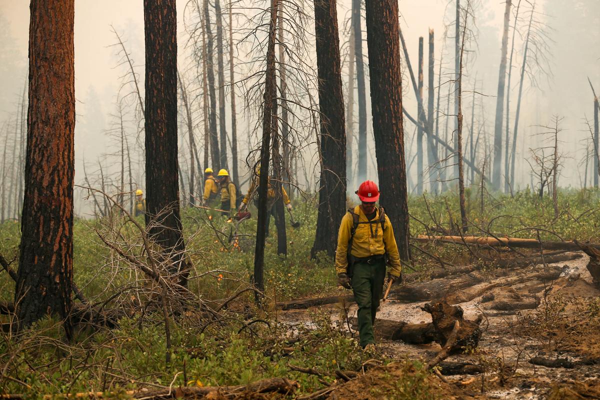 Crews work to manage the Bench fire on July 30 on the Warm Springs Indian Reservation in Oregon. (Oregonian)
