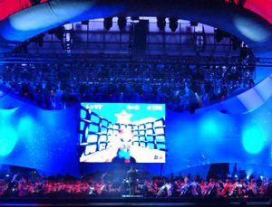 A Mario Brothers video game is projected onto a large screen on stage, as the Los Angeles Philharmonic plays for the premiere of the debut performance of Video Games Live at the Hollywood Bowl in Los Angeles last month.
 (Associated Press / The Spokesman-Review)