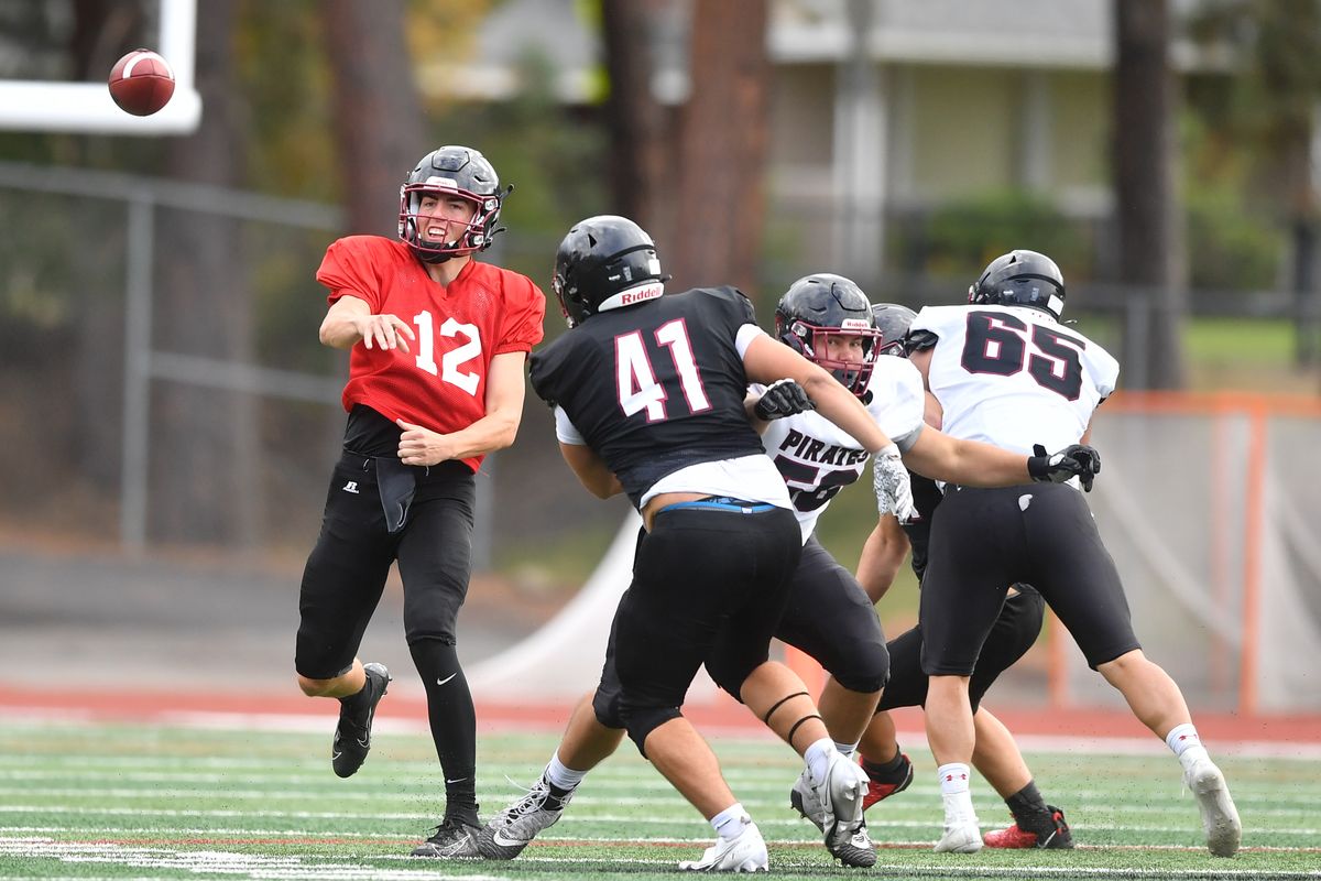 Whitworth quarterback Jaedyn Prewitt (12) returns after starting four games in spring, when he completed 60% of his passes for 1,074 yard and 11 touchdowns.  (Tyler Tjomsland/The Spokesman-Review)