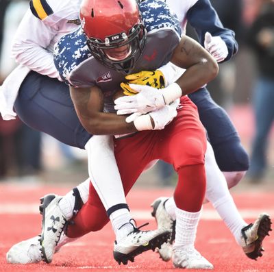 Eastern Washington wide receiver Shaq Hill  hauls in a touchdown pass against Northern Colorado safety Sherand Boyd Jr.  during the second half  Saturday. (Tyler Tjomsland / The Spokesman-Review)