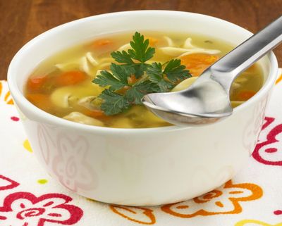 The age-old remedy, chicken soup, can calm congestion and soothe a sore throat.