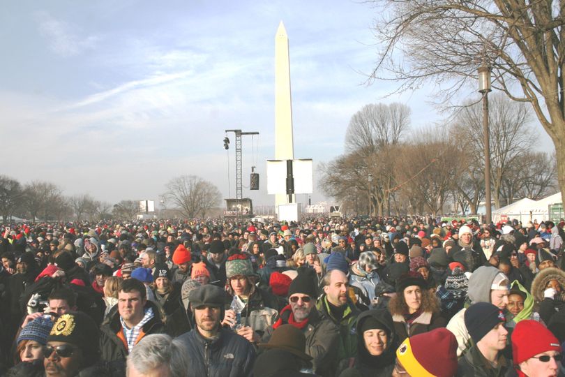 Crowds pack the National Mall waiting for the inaugural ceremonies to begin. (Derek Casanovas, Special to The Spokesman-Review)
