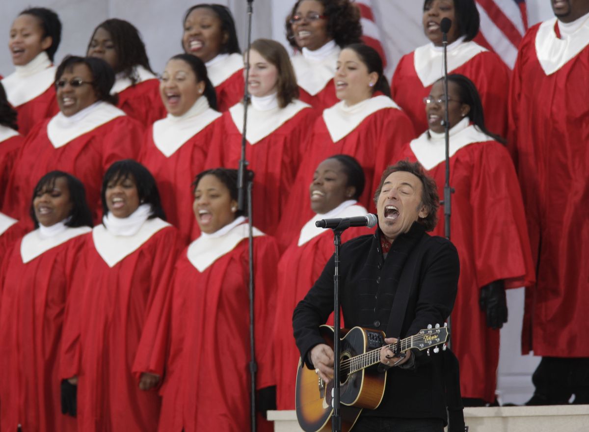 Bruce Springsteen performs  Sunday at the inaugural celebration in Washington. (Jeff Christensen / The Spokesman-Review)