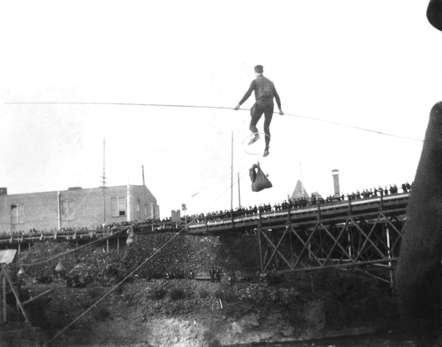 Post Street tightrope walker - A Then & Now gallery at The Spokesman-Review