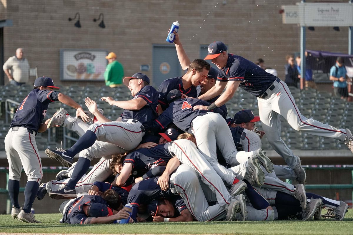 Gonzaga  celebrates after defeating  Pepperdine  during the WCC Baseball Championships on May 26 at Banner Island Ballpark in Stockton, California. (West Coast Conference / Courtesy)