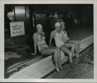 Young women in their bathing suits at a Spokane swimming pool in June 1950. (Spokesman-Review archives)