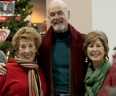 Ellen Travolta (left) and her sister Margaret Travolta (right), pictured with Ellen’s husband Jack Bannon in 2014, will continue their holiday cabaret tradition in 2017, but as asking for reader-submitted stories to tell. (Kathy Plonka / The Spokesman-Review)