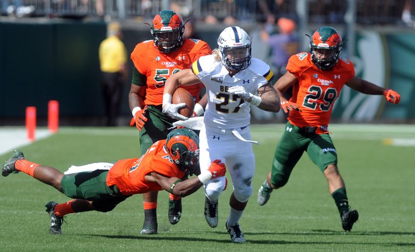 Trae Riek (27) and Northern Colorado gave Eastern the fits last season in Greeley, Colorado. (Joshua Polson / Associated Press)