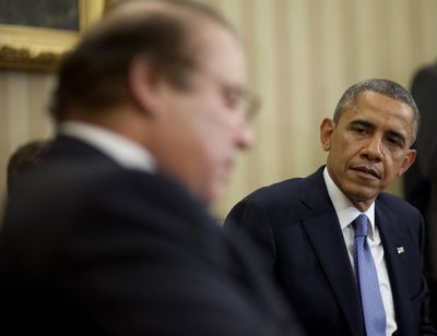 President Barack Obama meets with Pakistan Prime Minister Nawaz Sharif in the Oval Office of the White House on Wednesday. (Associated Press)