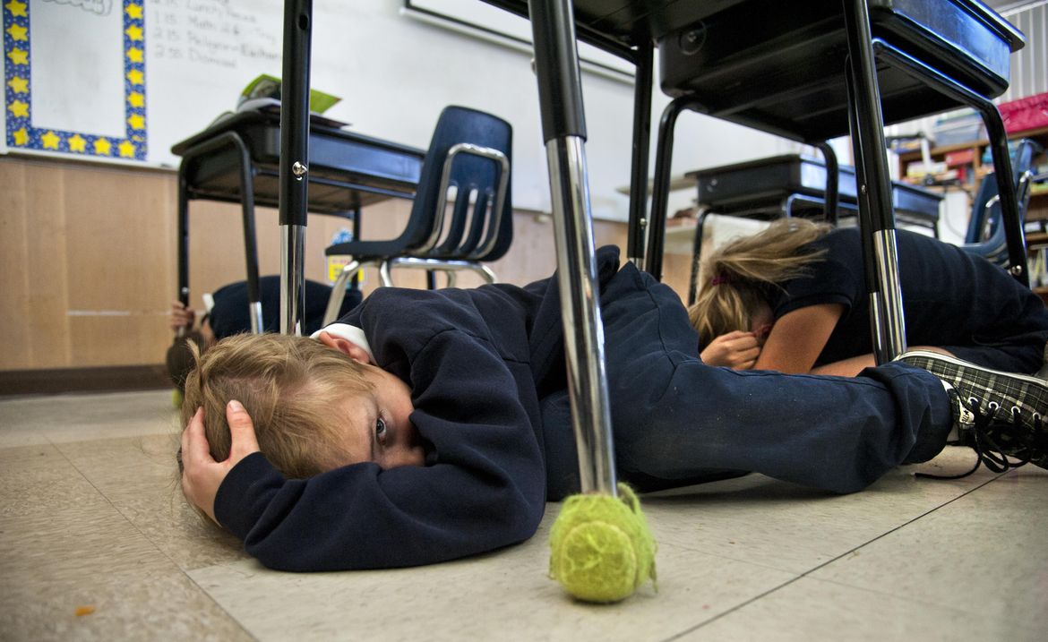 Photo: Great ShakeOut Earthquake Drills | The Spokesman-Review