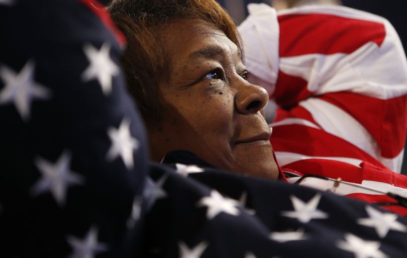 Iowa delegate Alice Boyd wears an American flag themed outfit at the Democratic National Convention in Charlotte, N.C., on Thursday, Sept. 6, 2012. (Jae Hong / Associated Press)