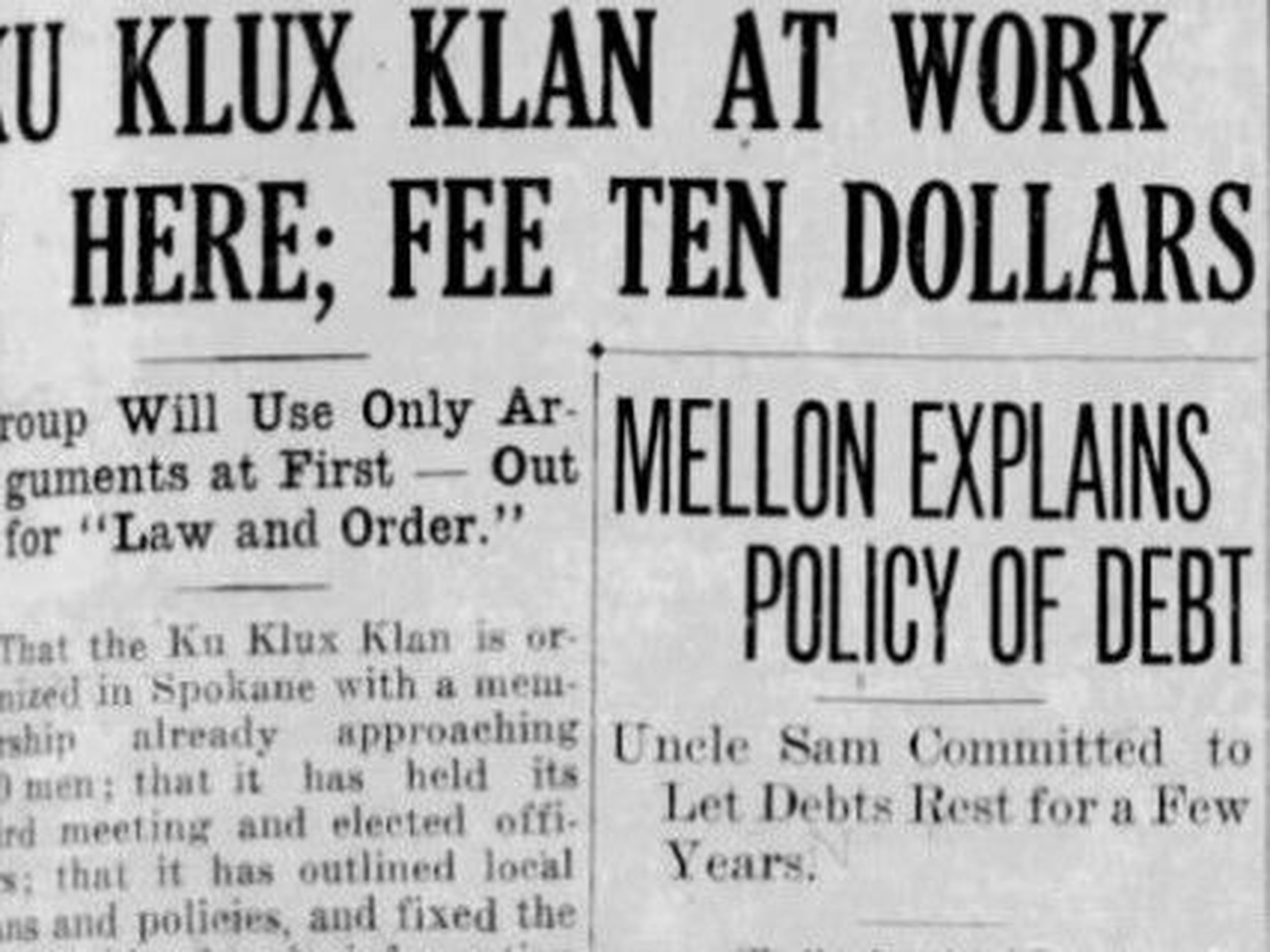 100 years ago in Spokane: Rumors of a growing local Ku Klux