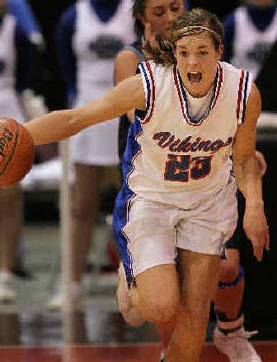 
Jenna Griffitts moves the ball down the court after a steal during the third quarter.
 (Matt Cilley/Special to / The Spokesman-Review)