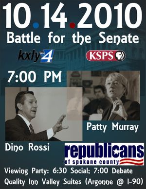 Flyer for a debate watching party sponsored by the Republicans of Spokane County (Republicans of Spokane County)