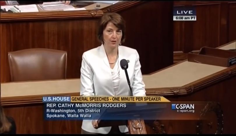 Rep. Cathy McMorris Rodgers remembers Washington State University President Elson Floyd in a speech on the floor of the U.S. House of Representatives on June 25, 2015. (C-SPAN)