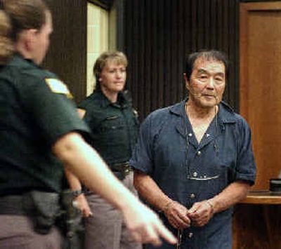 
Thomas Kagi, 75, makes his first appearance Tuesday before District Court Judge Patricia Walker. Kagi is being charged with second-degree assault in the shooting of his wife Monday evening. Kagi worked as a volunteer reserve officer for the Spokane Police Department from 1974 to 1982.
 (Colin Mulvany / The Spokesman-Review)