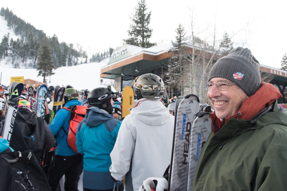 Chris Francovich waits in line at Squaw Valley Ski Resort. (Eli Francovich / The Spokesman-Review)