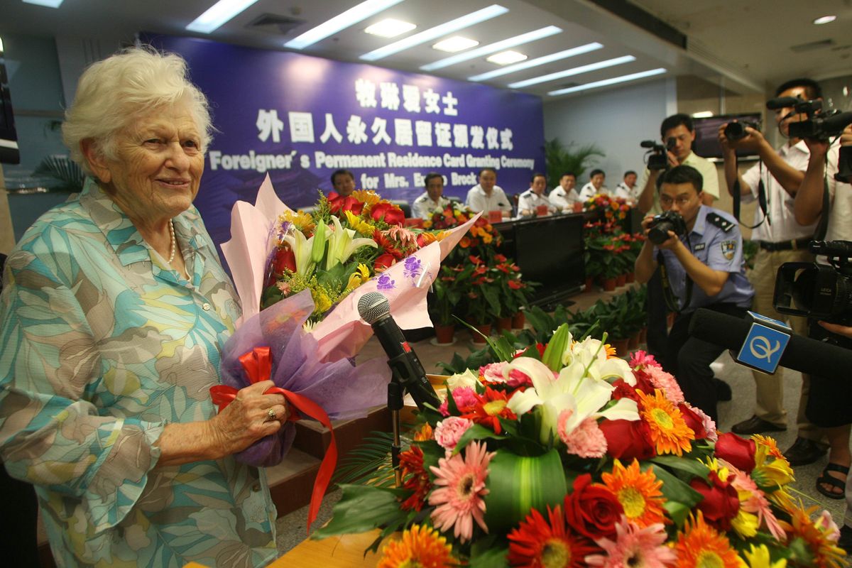 Eunice Moe Brock received permanent resident status in China in 2009. She was 92.