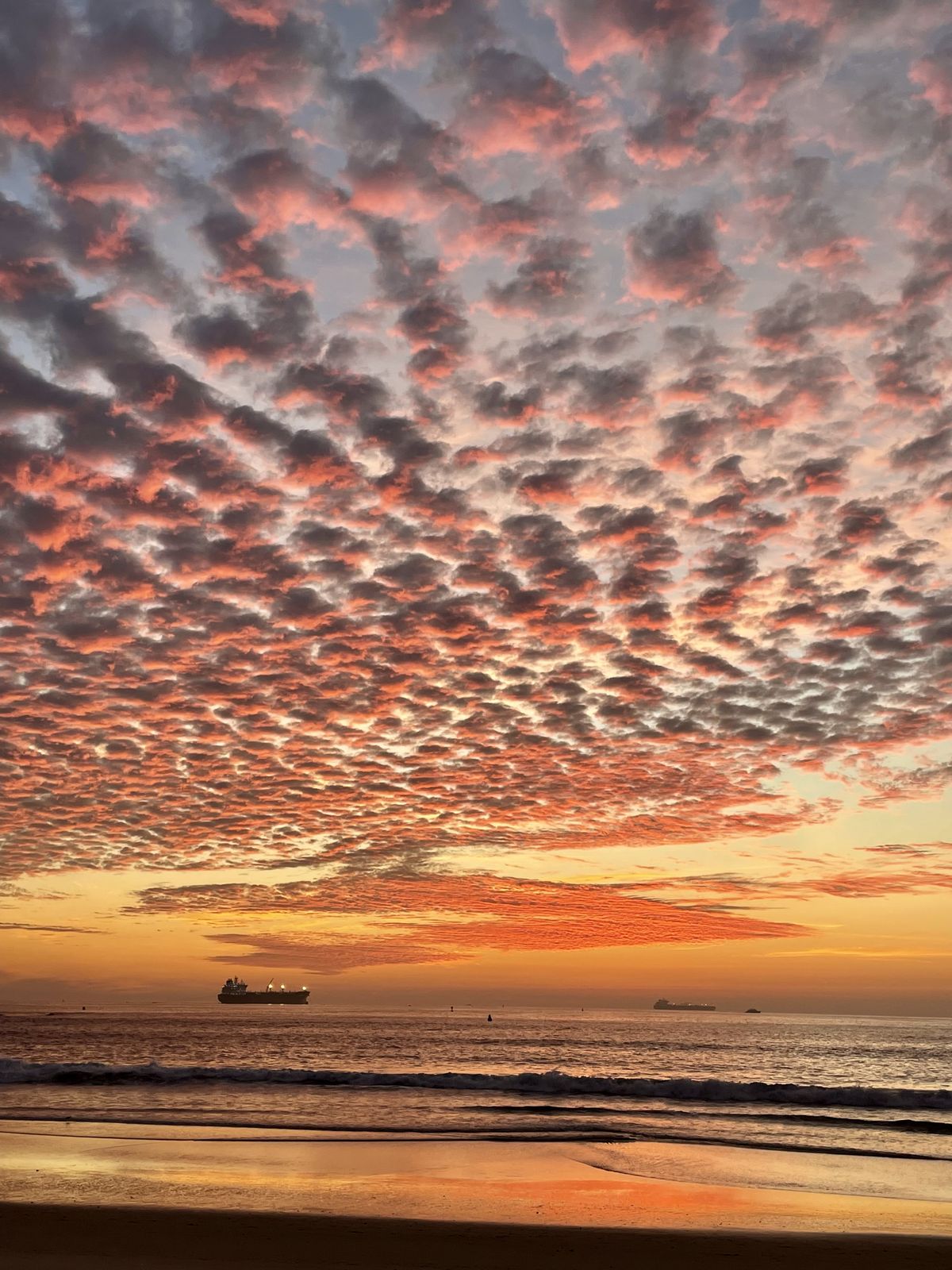 Sunset at Los Angeles County’s Dockweiler Beach in December. (Leslie Kelly)