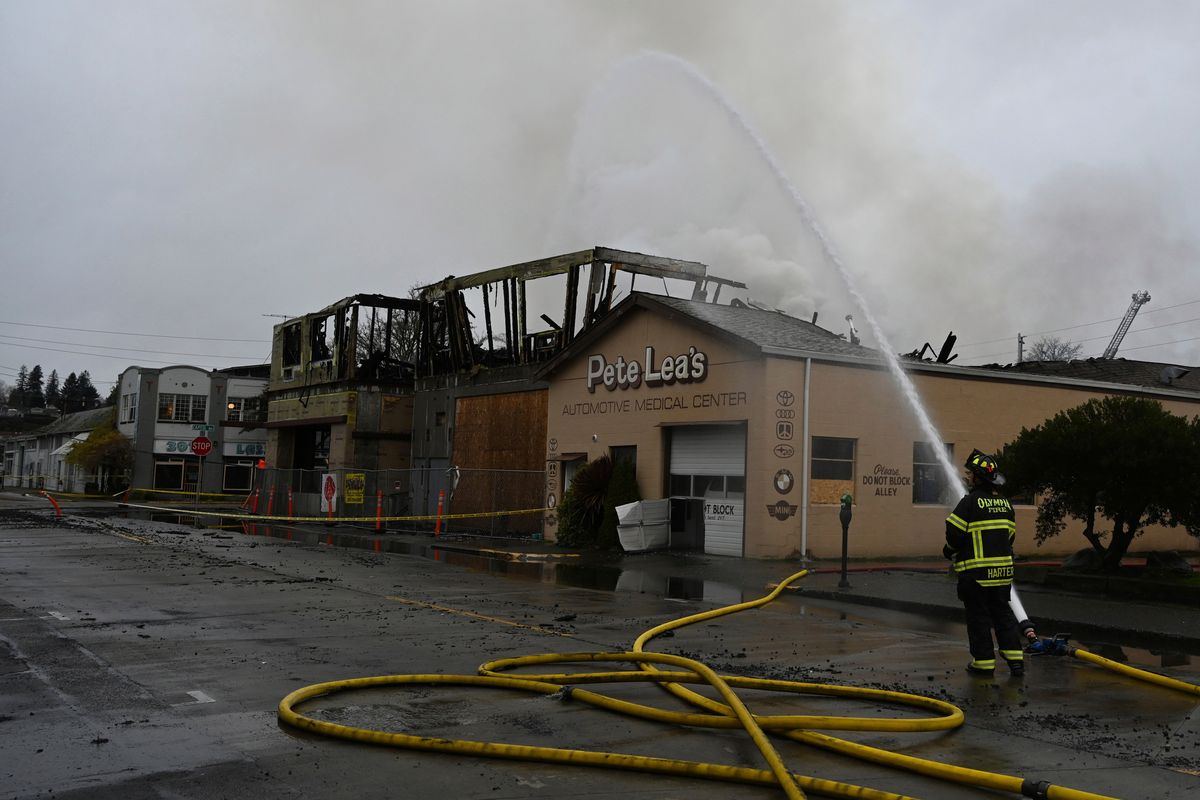 Olympia firefighters responded to a large downtown commercial fire early Wednesday in Olympia.  (Steve Bloom)