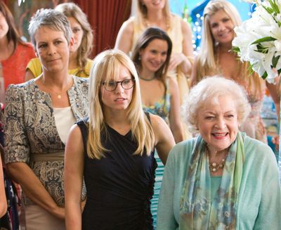  From left, Jamie Lee Curtis, Kristen Bell, and Betty White star in  “You Again.” 