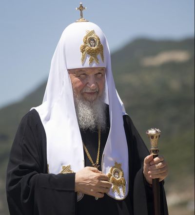 Patriarch Kirill of Moscow arrives Friday, May 27, 2016, to the port of Dafni, at Mount Athos, Greece. The Russian Orthodox Church on Monday, June 13, 2016, is suggesting postponing a historical meeting of all of the world’s Orthodox churches. The meeting on the Greek island of Crete later this month could be the first one in more than a millennium. (Darko Bandic / Associated Press)