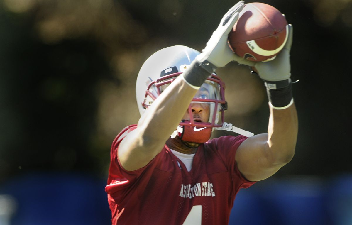 Cougars senior Brandon Gibson could challenge the school record for career receptions after posting 67 last year for 1,180 yards. (Christopher Anderson / The Spokesman-Review)