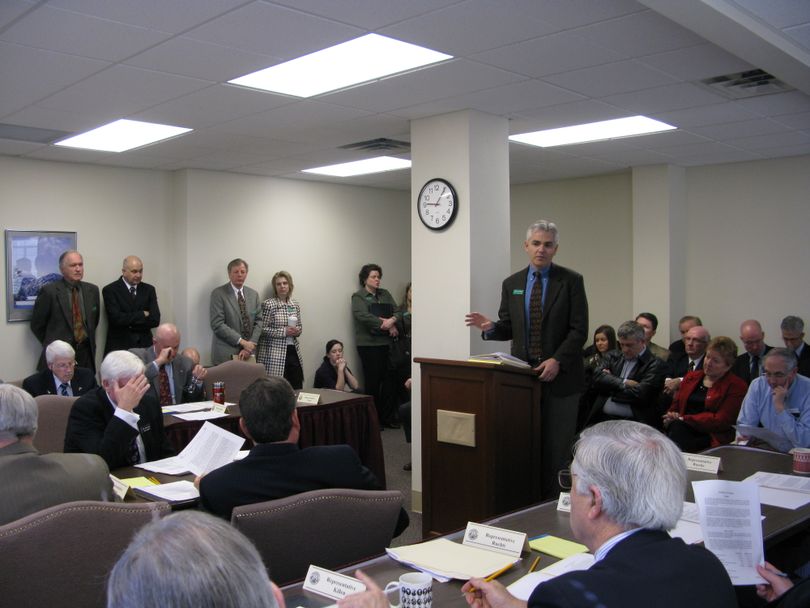 Keith Allred, a former Harvard professor who heads the Idaho good-government group The Common Interest, proposes legislation to raise Idaho's beer and wine taxes to fund substance abuse treatment. The taxes haven't been raised in more than 40 years, and are imposed by volume, not price. The House Revenue & Taxation Committee voted 10-8 to introduce the bill. (Betsy Russell / The Spokesman-Review)