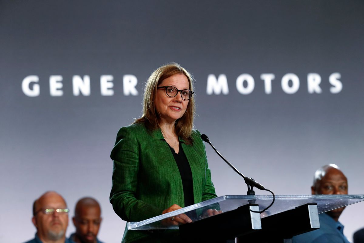 FILE – General Motors Chairman and Chief Executive Officer Mary Barra speaks during the opening of their contract talks with the United Auto Workers in Detroit on July 16, 2019. Barra said Thursday, Dec. 9, 2021, that the automaker learned valuable lessons last year when it stepped in to boost emergency production of ventilators to treat severely ill COVID-19 patients. (AP Photo/Paul Sancya, File) ORG XMIT: NYDD207  (Paul Sancya)