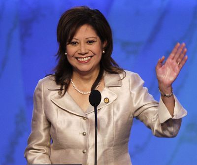 Rep. Hilda Solis, D-Calif., speaks at the Democratic National Convention in Denver on Aug. 27.  (File Associated Press / The Spokesman-Review)