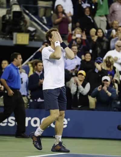 Andy Murray reacts after beating Novak Djokovic for the U.S. Open men’s championship. (Associated Press)