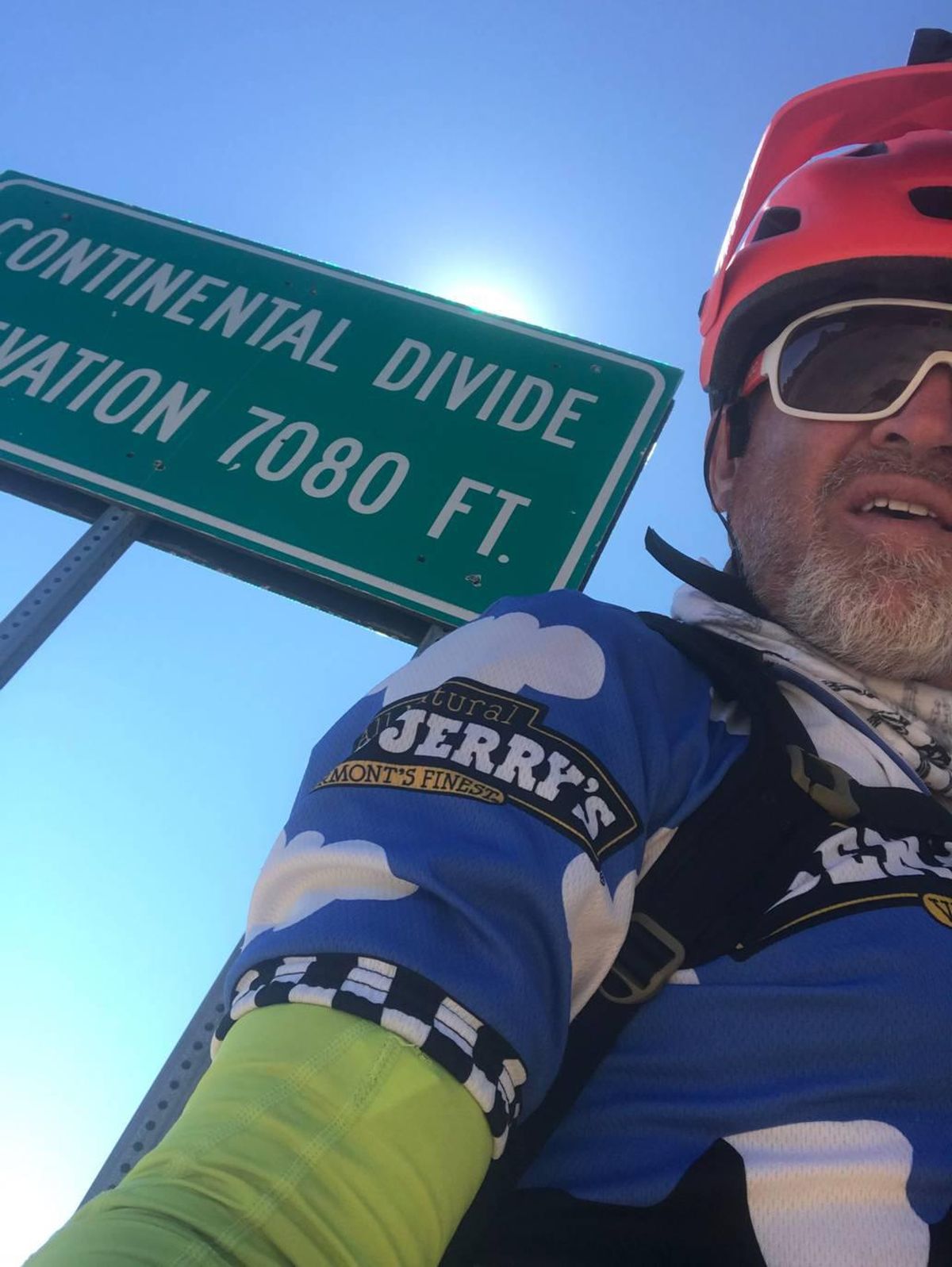 Near Silver City, New Mexico, Mark Finley pauses at one of numerous crossings of the continental divide during his mountain bike ride on segments of the 2,750-mile Great Divide Mountain Bike Route. (Mark Finley / Courtesy)