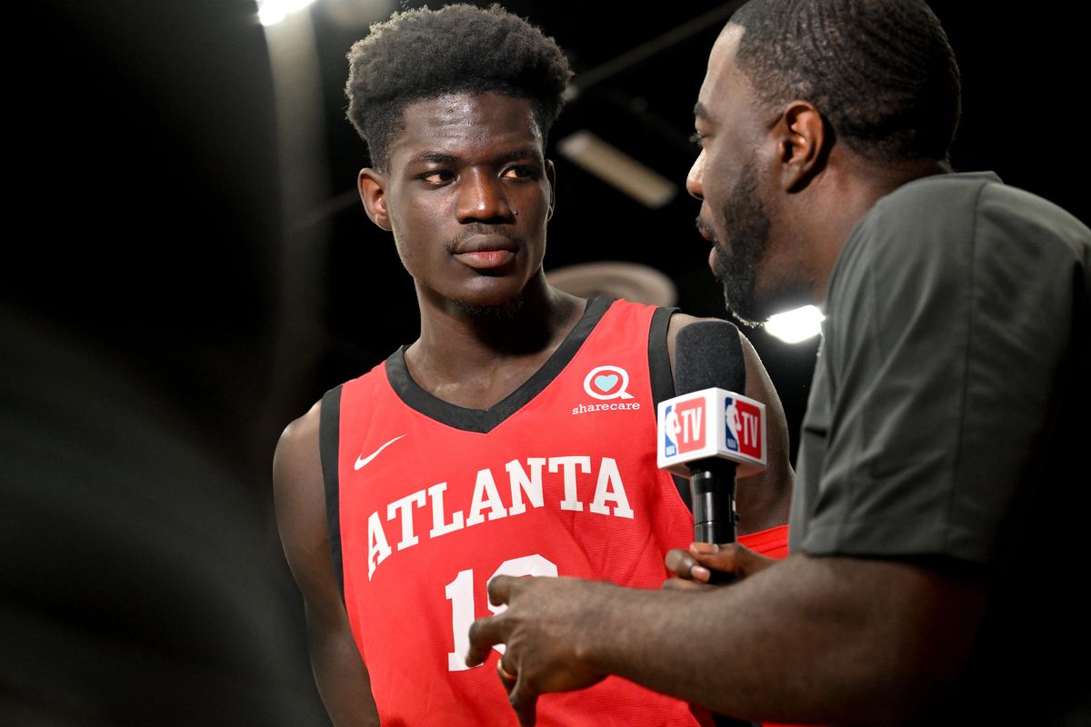 Atlanta’s Mouhamed Gueye is interviewed by NBA TV