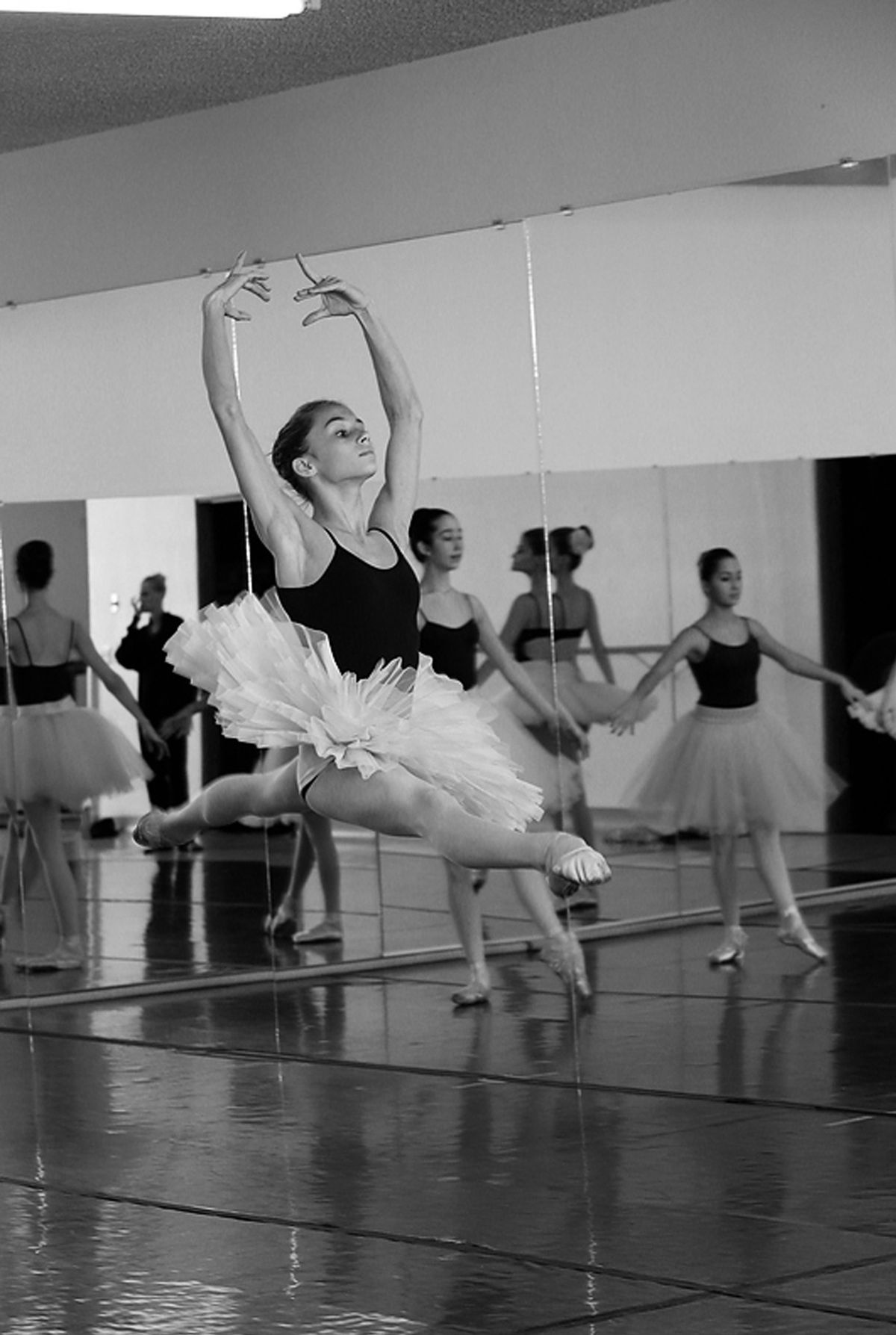 Above: Ballet Coeur d’Alene student Klaire Mitchell dances during a rehearsal for the studio’s performance of “Carnival of the Animals” on Saturday. The students also will perform in “Adalia,” an original ballet.