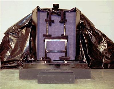 FILE - This Jan. 24, 1996 file photo shows the chair to be used to execute John Albert Taylor by firing squad in the Utah State Prison at Point of the Mountain, Utah. Ronnie Lee Gardner is scheduled to be executed by firing squad at midnight on June 18, 2010. (AP Photo/Douglas C. Pizac, File) (Douglas Pizac / AP Photo/Douglas C. Pizac, File)