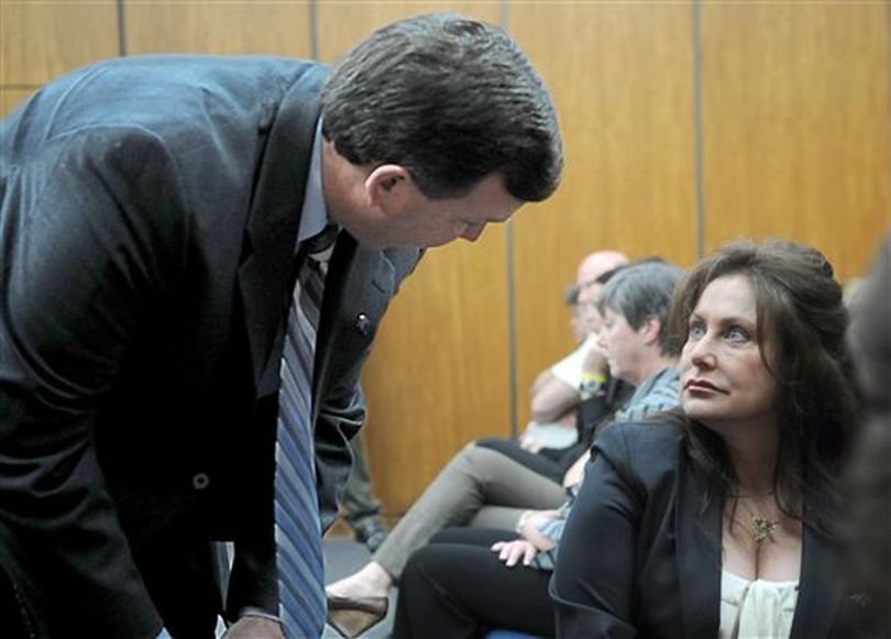 Washoe County deputy district attorney Elliott Sattler talks with Bridgette Denison, mother of murder victim Brianna Denispon before the start of James Biela's murder trial, Wednesday, May 19, 2010 in Reno, Nev. James Biela, 28, is charged with raping and killing Denison in early 2008 and sexually assaulting two other women in 2007 near the University of Nevada, Reno campus. Prosecutors intend to seek the death penalty if he is convicted of murder. (AP Photo/Marilyn Newton, Pool) (Marilyn Newton / Associated Press)