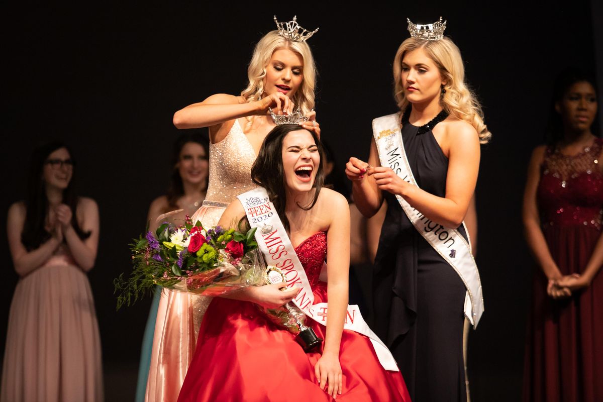 Rebekah Boyd reacts to being awarded the 2020 Miss Spokane